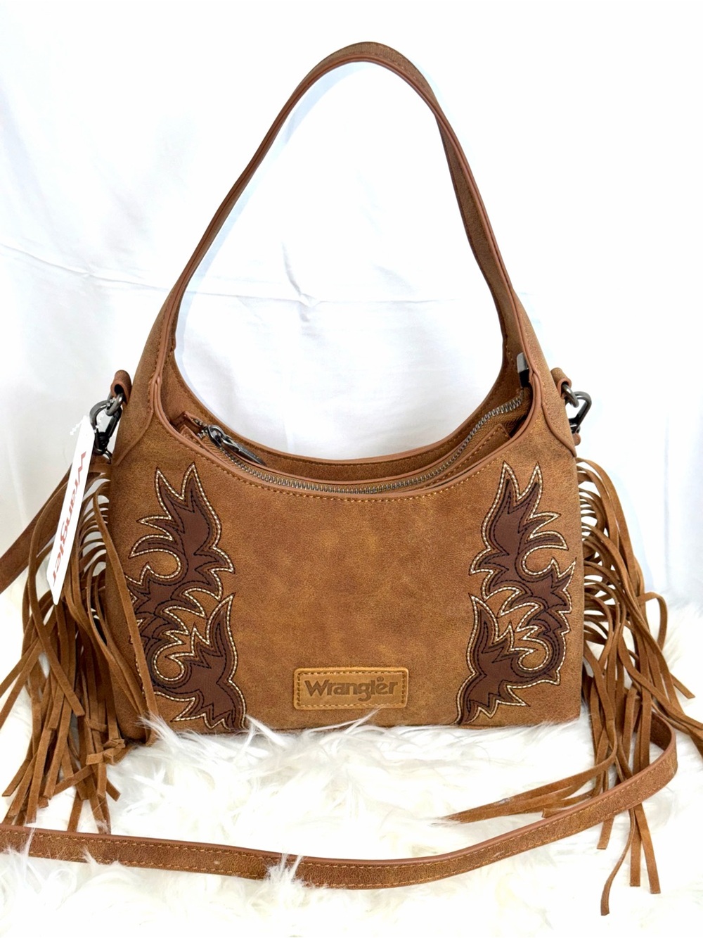 Wrangler Women’s Brown Western Fringe Shoulder Bag Crossbody NWT